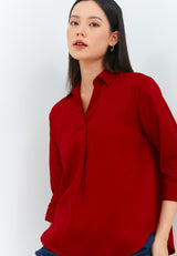 Geela Official - Unira Red Shirt (G.1402) - Kemeja Wanita