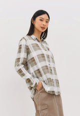 Geela Official - Slavia Grey Shirt (G.11618) - Kemeja Wanita