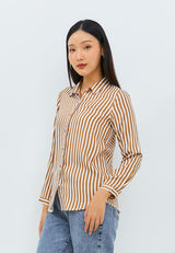 Aemma Dark Brown Stripe Shirt | G.11633