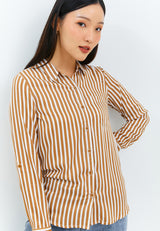 Aemma Dark Brown Stripe Shirt | G.11633