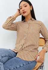 Aemma Dark Brown Stripe Shirt | G.11633