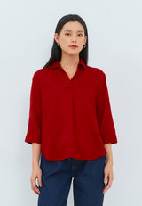 Geela Official - Unira Red Shirt (G.1402) - Kemeja Wanita