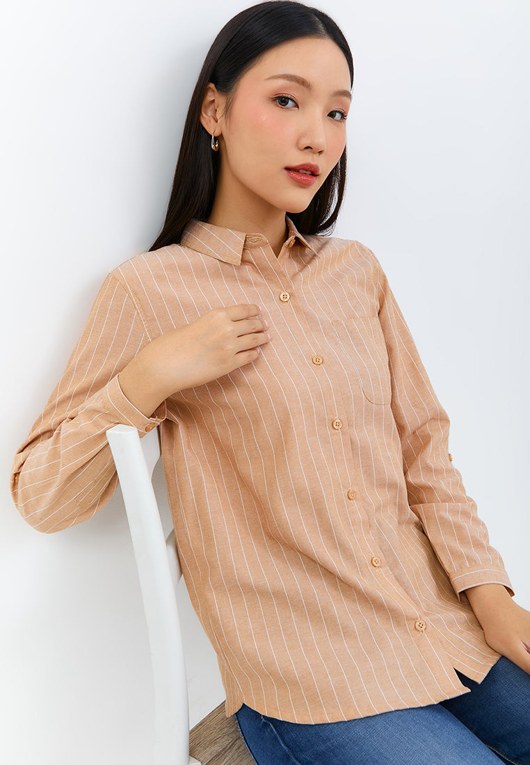 Aurelia Light Brown Stripe Shirt | G.11614