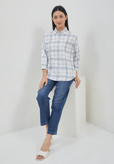 Bethari Grey Plaid Oversize Shirt | G.13175