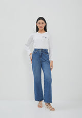 Wide Leg Jeans Dark Blue Denim | G.3407