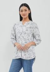 Zendaya Flower Grey Blouse | G.13172