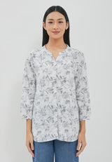 Zendaya Flower Grey Blouse | G.13172