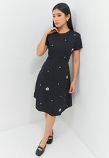 Gracella Flower Black Dress | G.43142