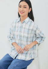 Bethari Blue Plaid Oversize Shirt | G.13171