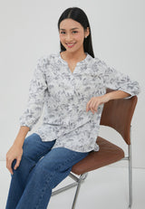 Zendaya Flower Grey Blouse | G.13172