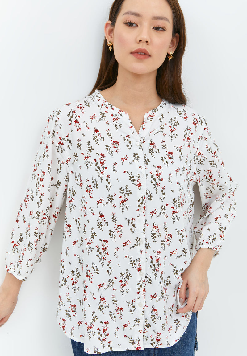 Zendaya Flower White Blouse | G.13127