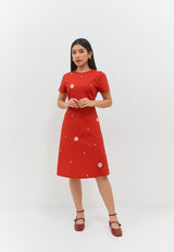 Gracella Flower Red Dress | G.43141