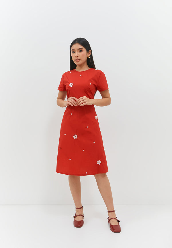 Gracella Flower Red Dress | G.43141