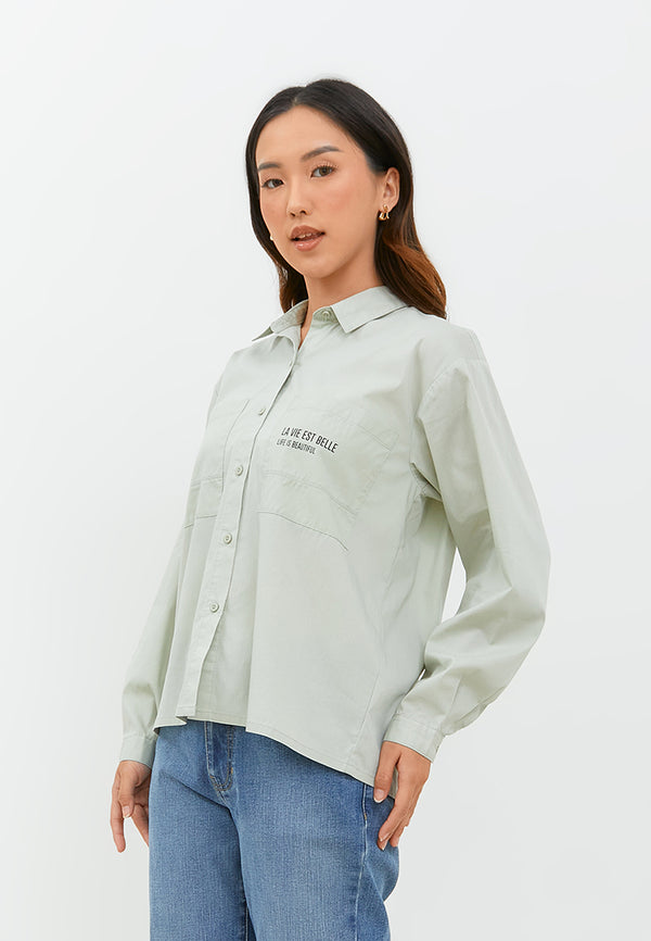 Jocelyn Sage Green Oversize Shirt | G.11639