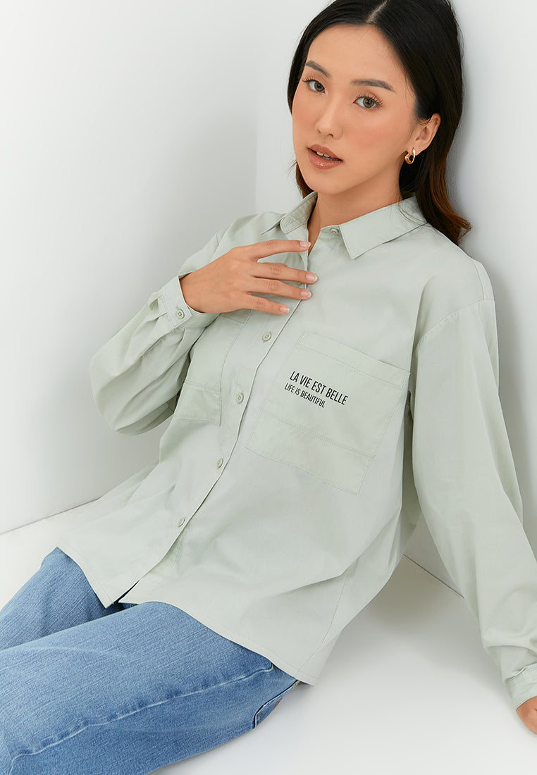 Jocelyn Sage Green Oversize Shirt | G.11639