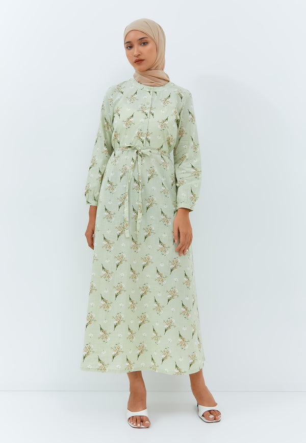 Latifa Flower Green Dress | G.4220