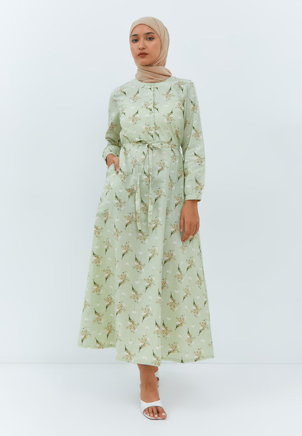 Latifa Flower Green Dress | G.4220