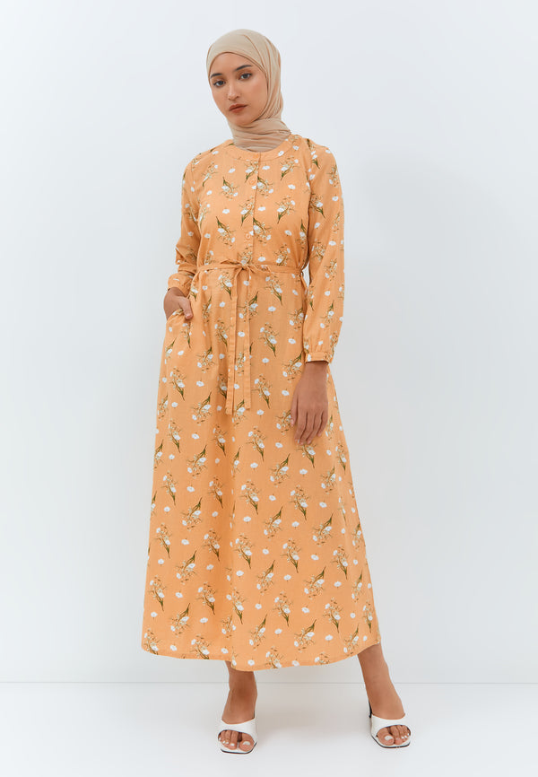 Latifa Flower Dress Peach | G.4219