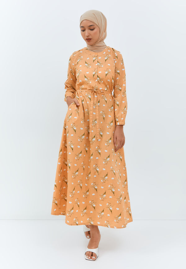 Latifa Flower Dress Peach | G.4219