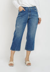 Med Wash Ripped Cropped Jeans 3801 | G.3801