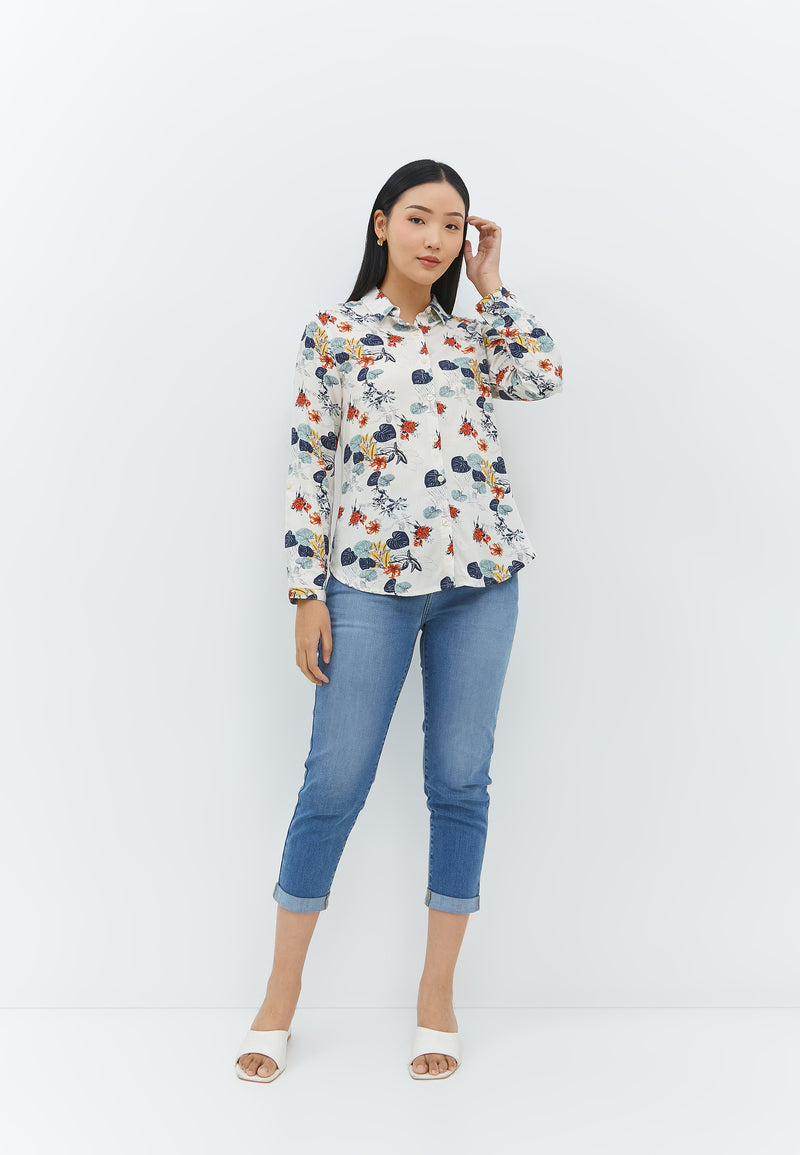 Aldina Flower Orange Shirt | G.11660