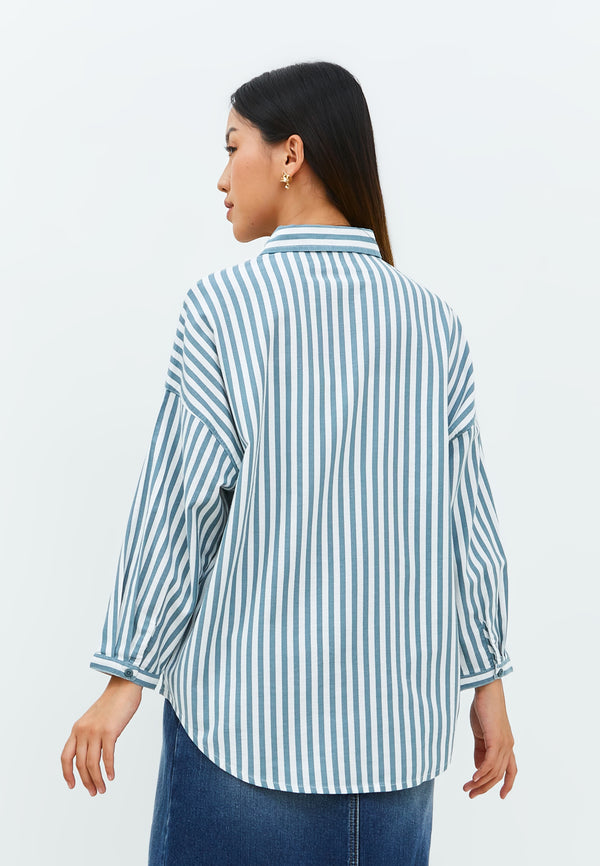 Bethari Grey Stripe Oversize Shirt | G.13114