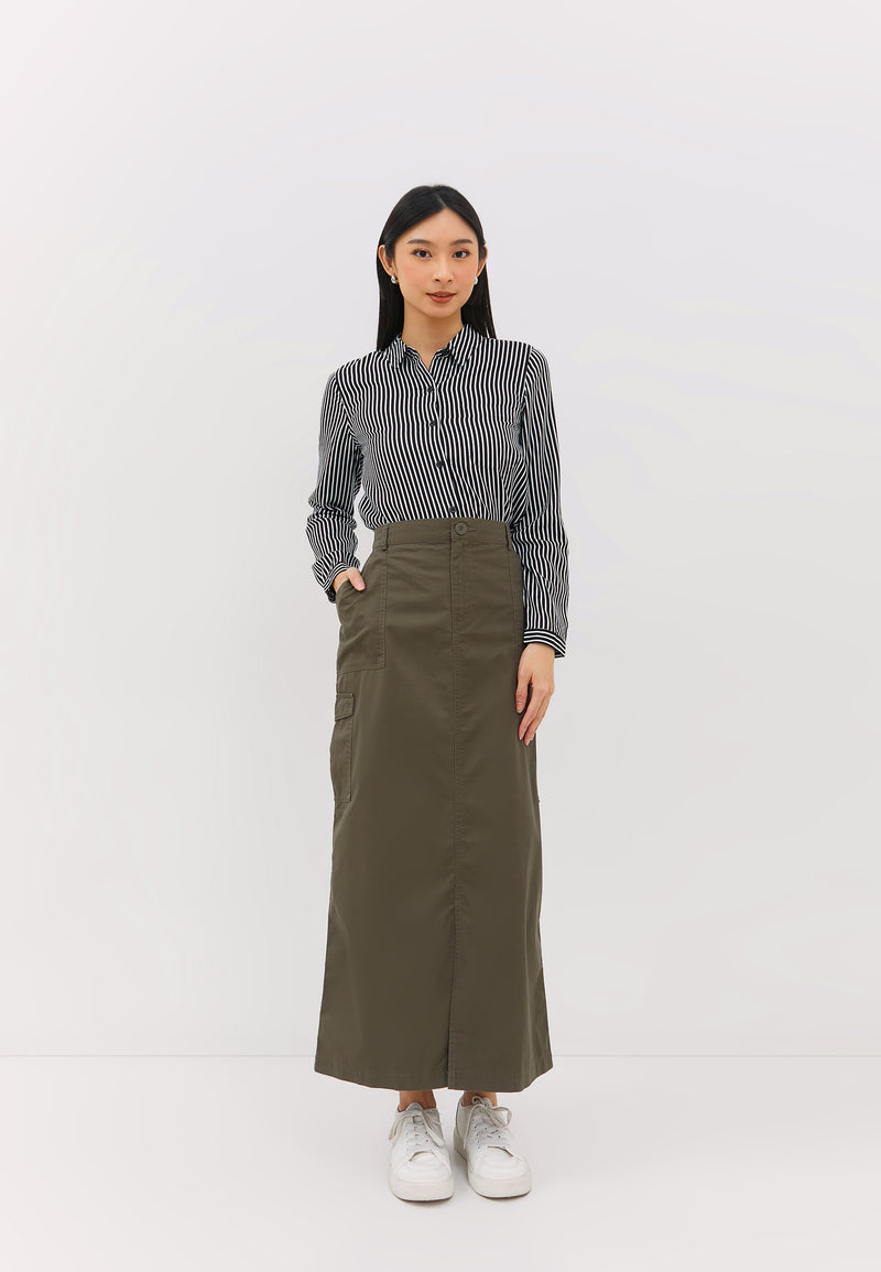 Geela Official - Erinna Olive Cargo Skirt (G.2198) - Rok Wanita