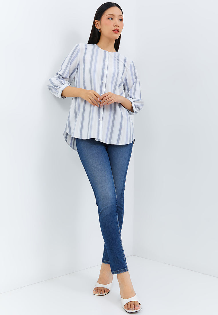 Leandra Grey Stripe Blouse | G.1382