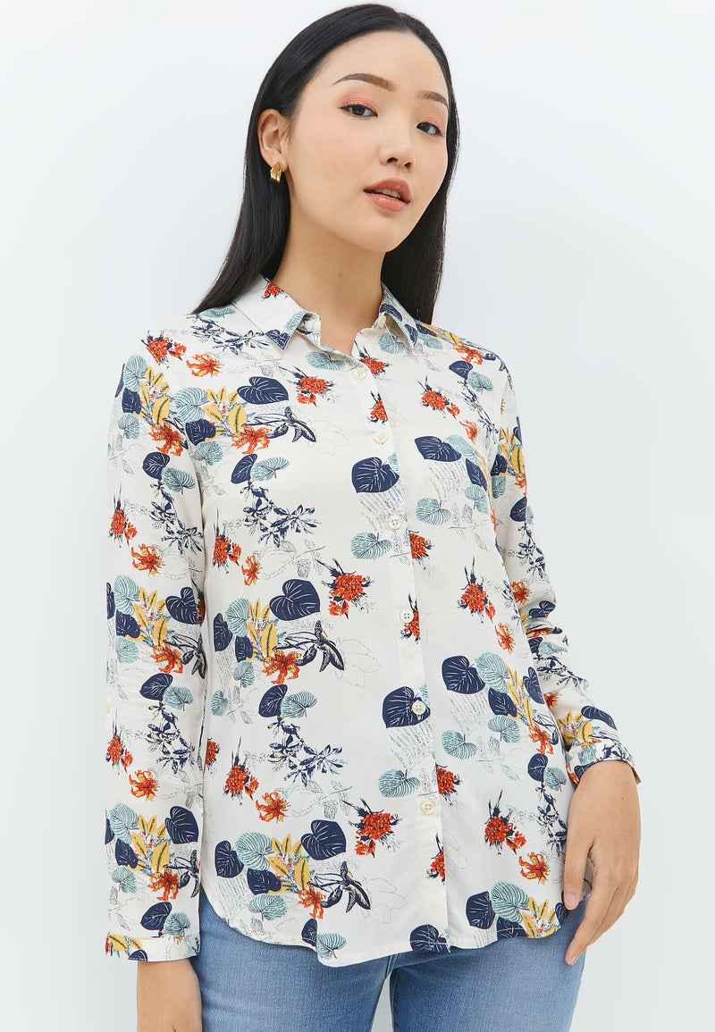 Aldina Flower Orange Shirt | G.11660