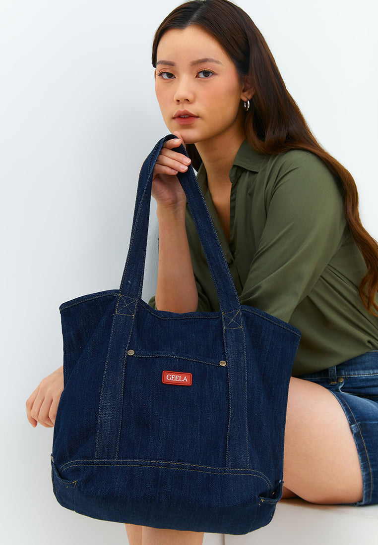 Bellis Dark Blue Tote Bag | G.040