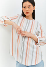 Geela Official - Leandra Peach Stripe Blouse (G.1380) - Blouse Wanita