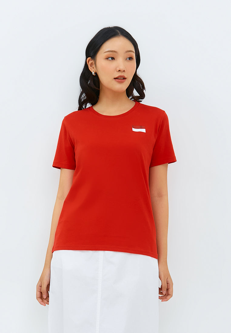 Geela Official - Indonesia Flag Red T-Shirt (G.7425) - Kaos Wanita