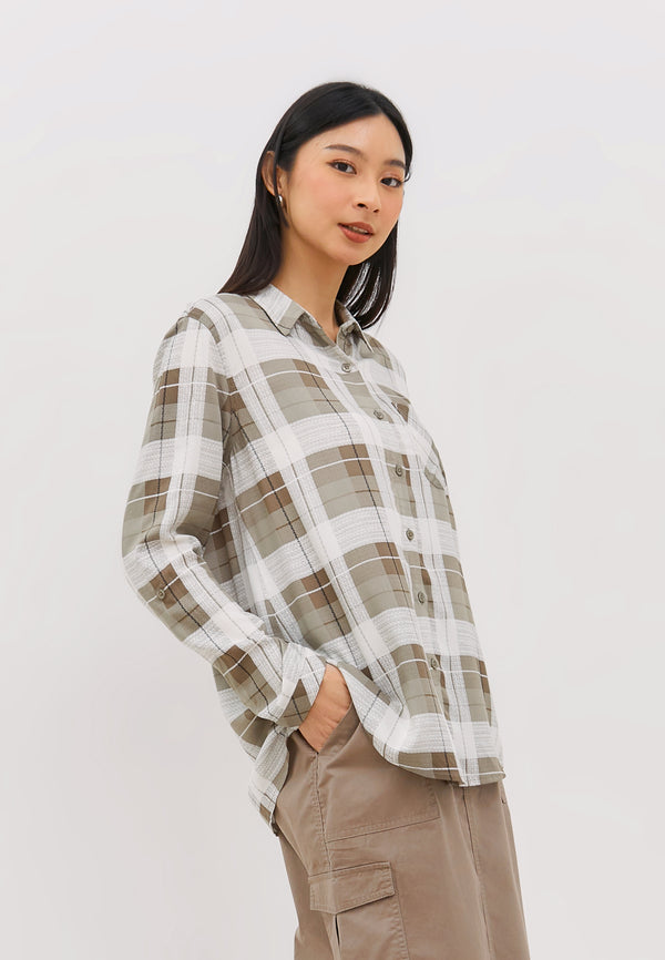 Geela Official - Slavia Grey Shirt (G.11618) - Kemeja Wanita