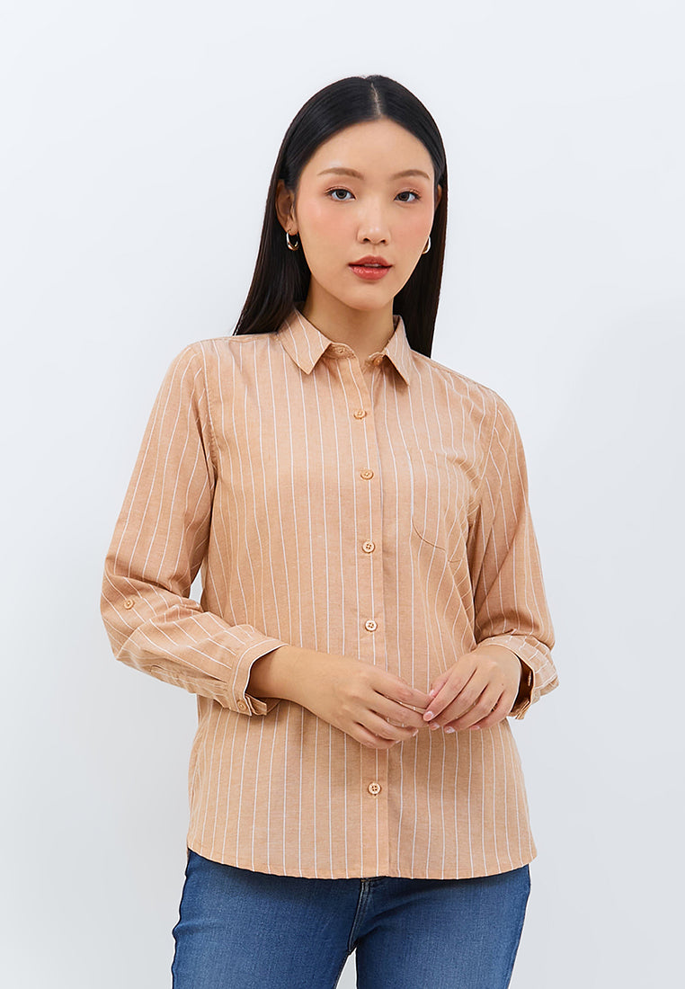 Aurelia Light Brown Stripe Shirt | G.11614