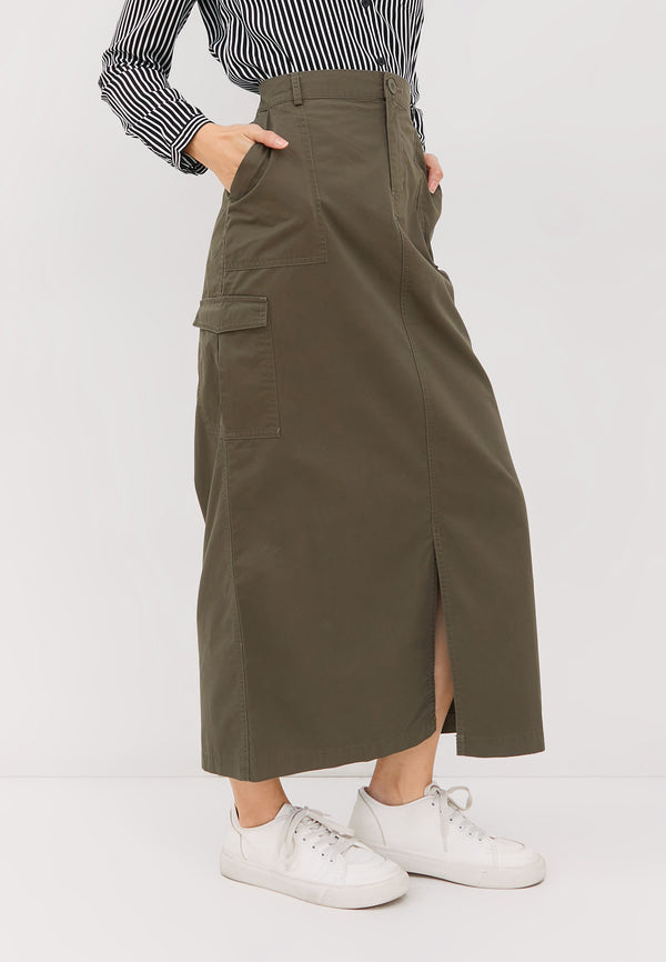 Geela Official - Erinna Olive Cargo Skirt (G.2198) - Rok Wanita