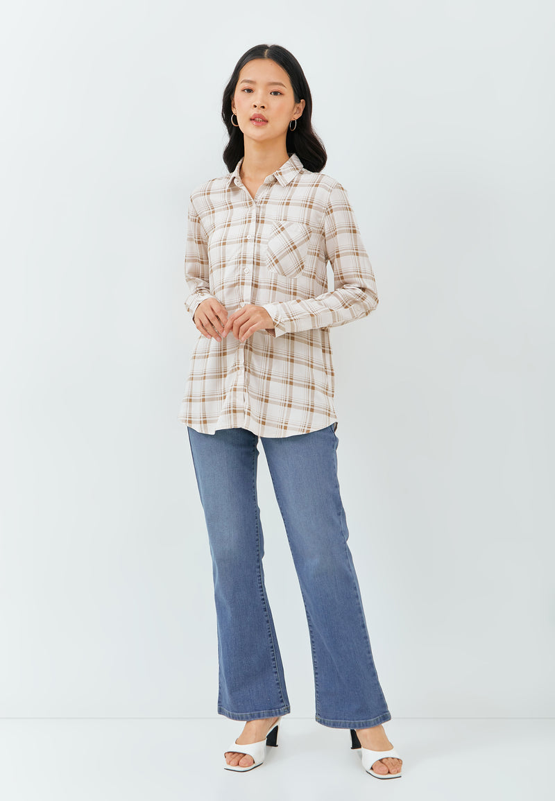 Anika Light Brown Check Shirt | G.11585