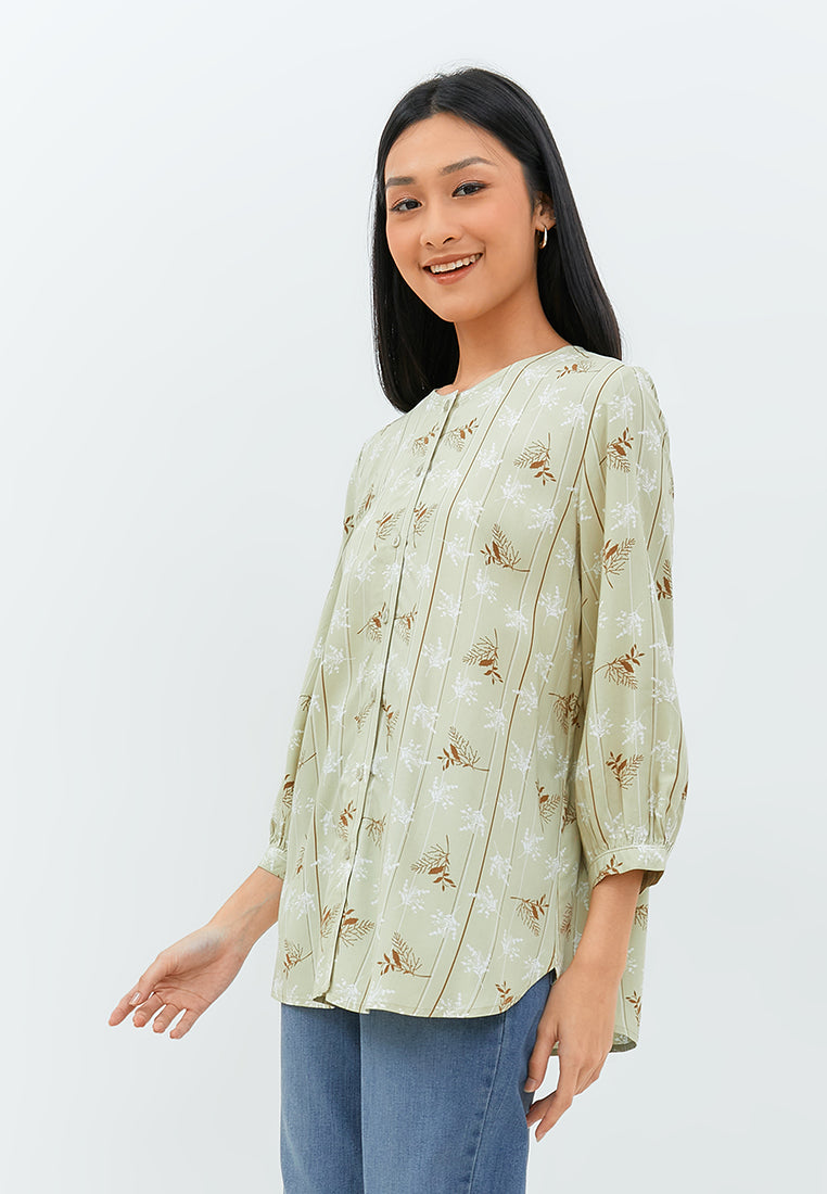 Leony Flower Green Blouse | G.13104