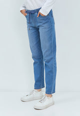 Geela Official - Stacey Drawstring Medium Blue Jeans (G.3195) - Jeans Wanita