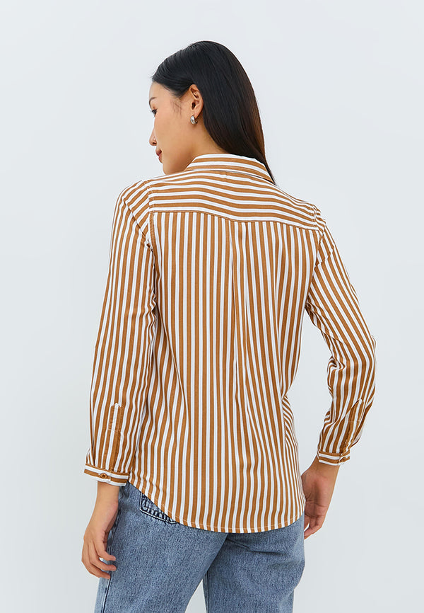 Aemma Dark Brown Stripe Shirt | G.11633