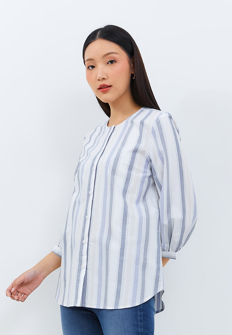 Leandra Grey Stripe Blouse | G.1382