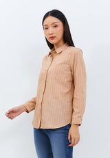 Aurelia Light Brown Stripe Shirt | G.11614