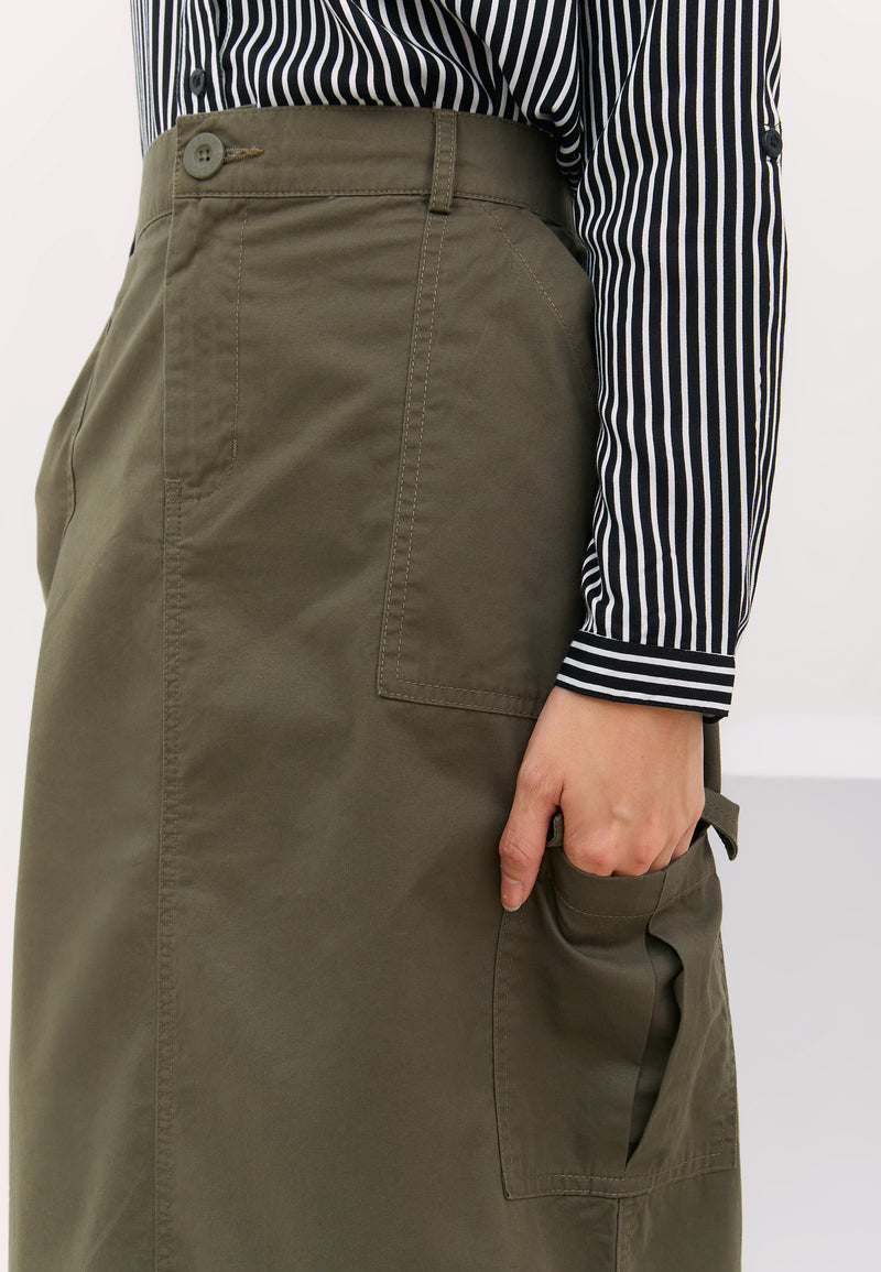 Geela Official - Erinna Olive Cargo Skirt (G.2198) - Rok Wanita