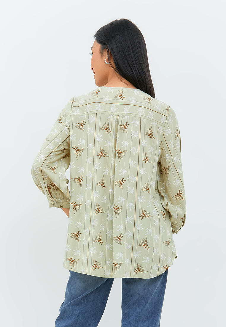 Leony Flower Green Blouse | G.13104