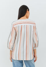 Geela Official - Leandra Peach Stripe Blouse (G.1380) - Blouse Wanita