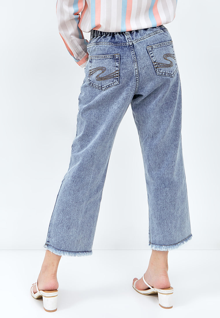 Ice Wash Cropped Jeans Unfinished | G.3803