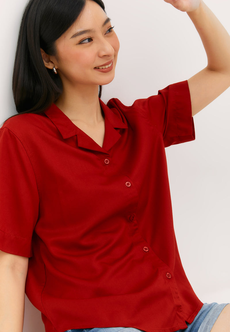 Geela Official - Kamila Red Blouse (G.1504) - Blouse Wanita