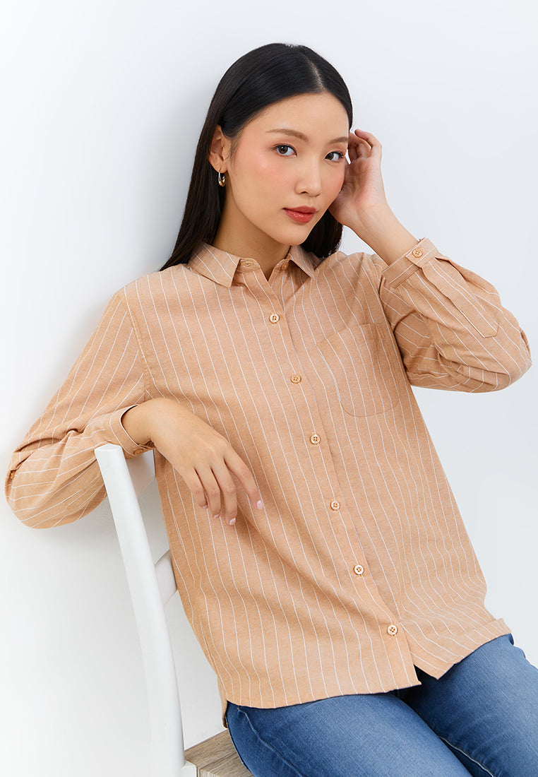 Aurelia Light Brown Stripe Shirt | G.11614