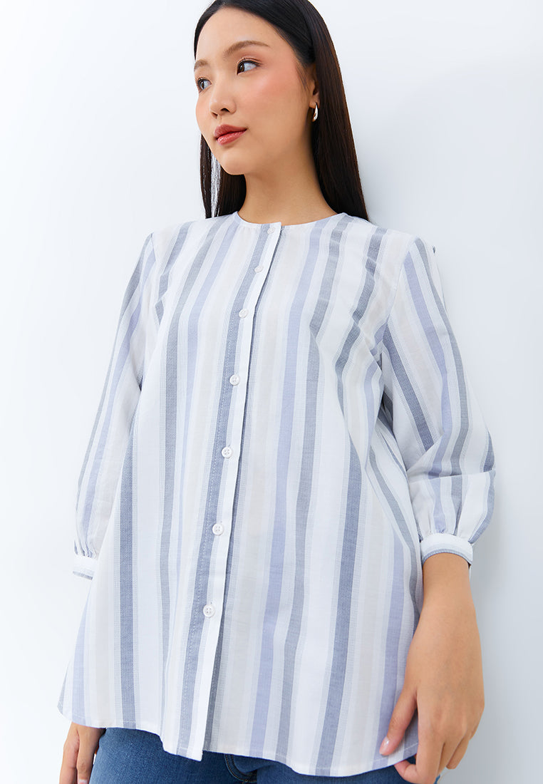 Leandra Grey Stripe Blouse | G.1382