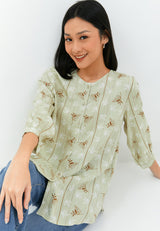 Leony Flower Green Blouse | G.13104