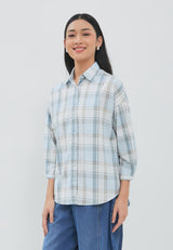 Bethari Blue Plaid Oversize Shirt | G.13171